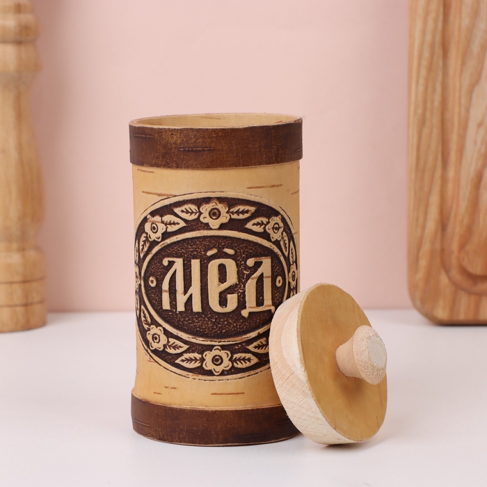 Туес &laquo;Мёд&raquo;,  6&times;6&times;15 см, береста