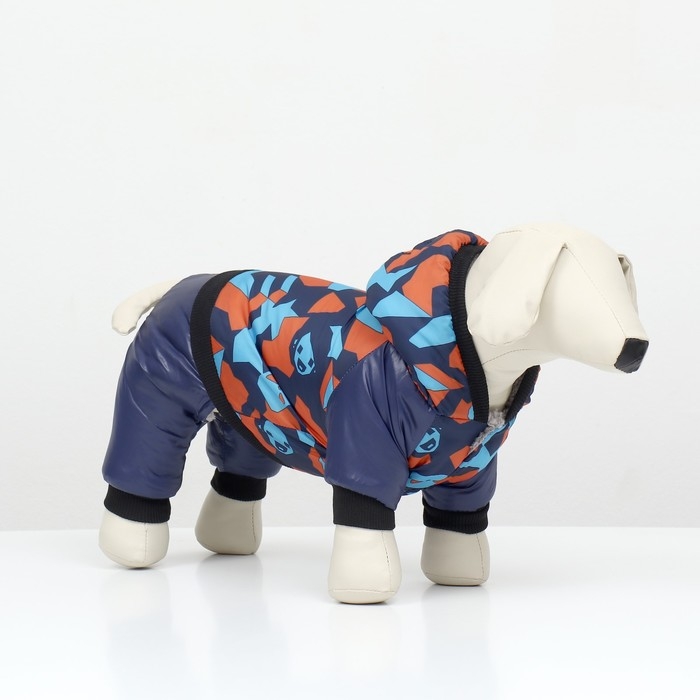 Комбинезон для собак на меховом подкладе с капюшоном, размер M  (ДС 26, ОШ 32, ОГ 44 см Комбинезон для собак на меховом подкладе с капюшоном, размер M  (ДС 26, ОШ 32, ОГ 44 см