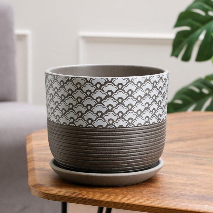 Горшок цветочный Горшок цветочный "Хоккайдо" серый бук №3 2,79 л