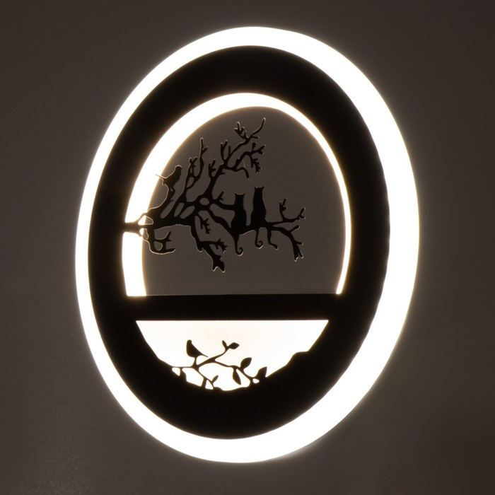 Бра "Птички на ветке" LED 24Вт 3000-4000К черный 22х3,5х22 см