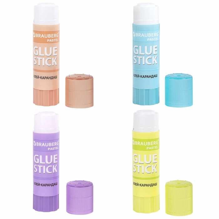 Клей-карандаш PVP 15г BRAUBERG PASTEL, Набор 4шт , блистер 271250 Клей-карандаш PVP 15г BRAUBERG PASTEL, Набор 4шт , блистер 271250