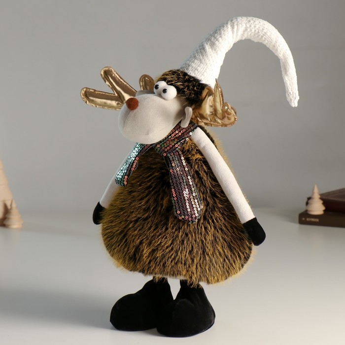 Кукла интерьерная Кукла интерьерная "Лосик в белом колпаке и шарфике с пайетками" 43 см