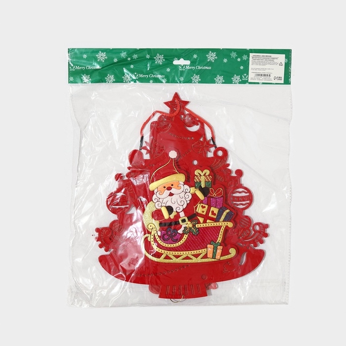 Декоративное украшение (подвеска)  Декоративное украшение (подвеска) "Новогодня ёлка с дед морозом" 40,5х25,5 см