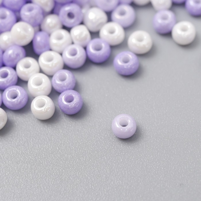 Бисер стекло 8/0  Бисер стекло 8/0 "Перламутр. Меланж сиреневый" 10 гр