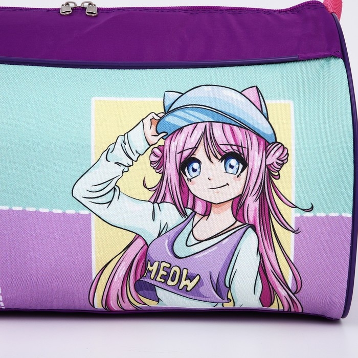 Сумка детская спортивная для девочки «Аниме», 40х21х24см, цвет сиреневый