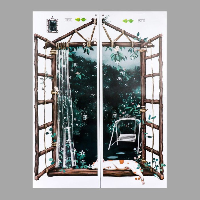 Наклейка пластик интерьерная цветная Наклейка пластик интерьерная цветная "Окно в сад" 30х80 см набор 2 листа