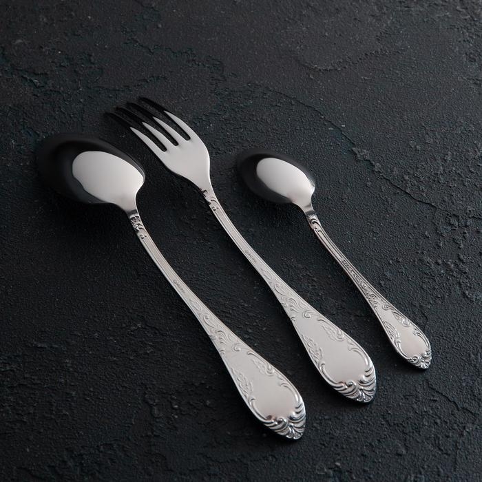 Набор столовых приборов «Посольский», 18 предметов, картонная коробка, цвет серебряный Набор столовых приборов «Посольский», 18 предметов, картонная коробка, цвет серебряный