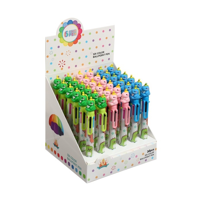 Ручка шариковая автоматическая Ручка шариковая автоматическая "Дракон", 6-ти цветная, МИКС