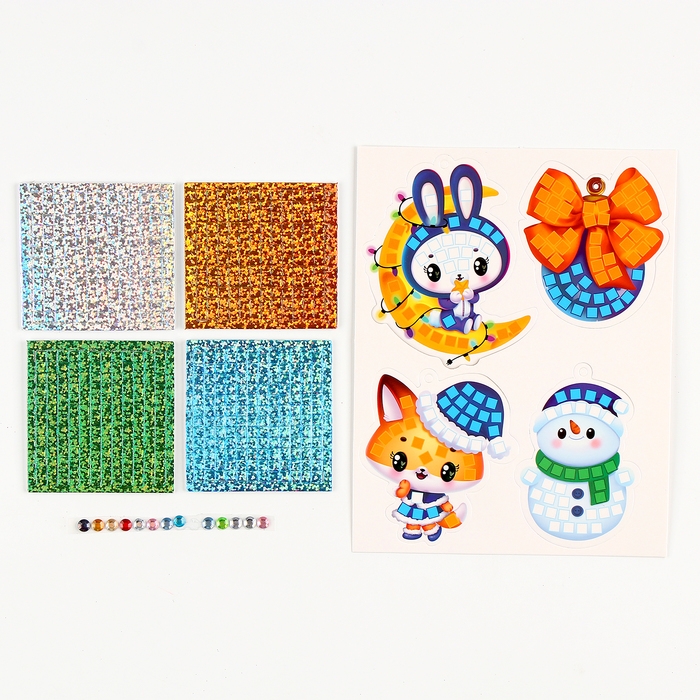 Аппликация стикерами на новый год. Елочные игрушки «Новогодняя сказка», новогодний набор для творчества Аппликация стикерами на новый год. Елочные игрушки «Новогодняя сказка», новогодний набор для творчества