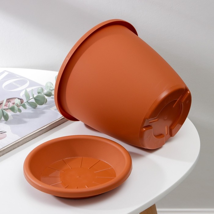 Горшок для цветов с поддоном «Афина», 3 л, пластиковый, цвет коричневый Горшок для цветов с поддоном «Афина», 3 л, пластиковый, цвет коричневый