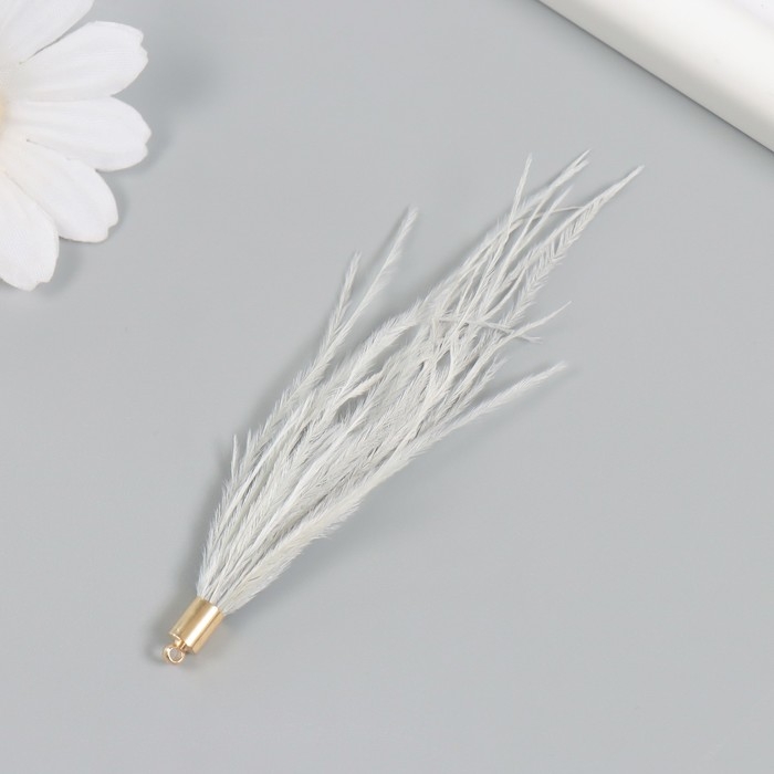 Декор для творчества перо Декор для творчества перо "Кисть Страус" набор 2 шт серый 9х0,5 см