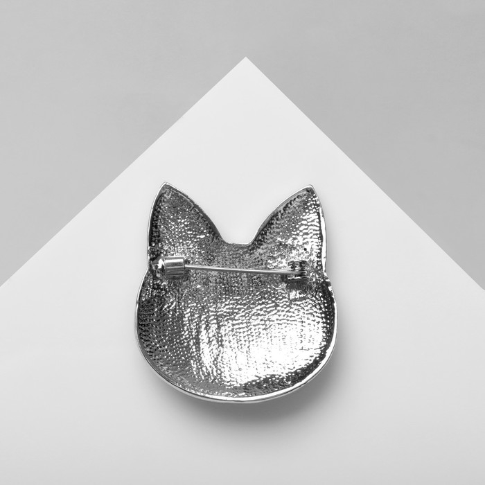 Брошь «Кошечка» цветочный узор, цвет чёрно-белый в серебре Брошь «Кошечка» цветочный узор, цвет чёрно-белый в серебре