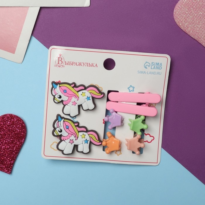 Набор для волос Набор для волос "Крошечка" (2 резинки, 2 зажима, 4 крабика) единорожка звезда