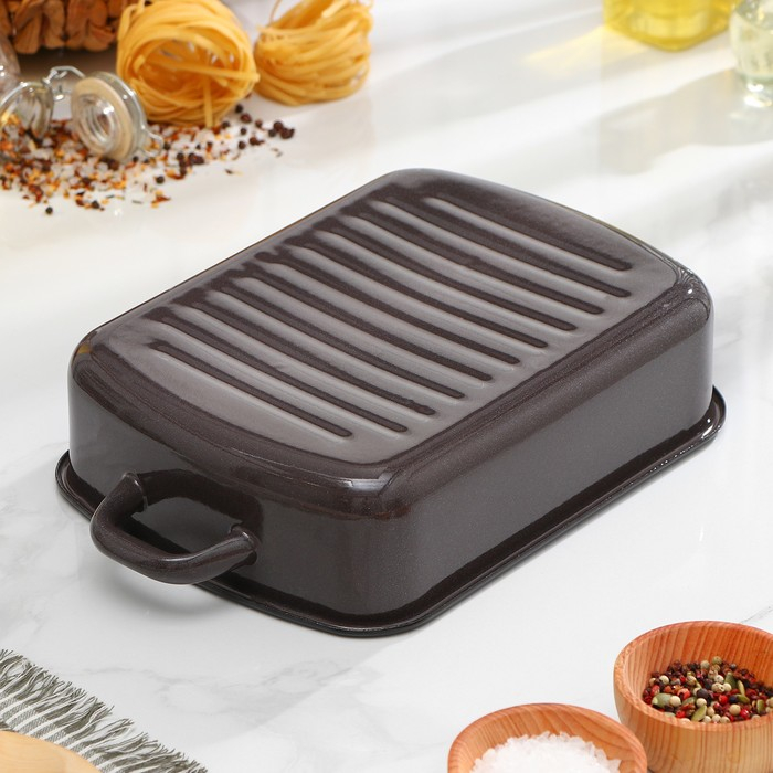 Противень с крышкой, 3 л, d=7 см, цвет коричневый Противень с крышкой, 3 л, d=7 см, цвет коричневый