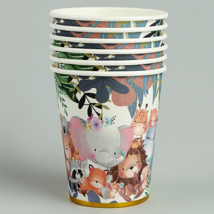 Стаканы бумажные «Зверята» с тиснением, 6 шт Стаканы бумажные «Зверята» с тиснением, 6 шт