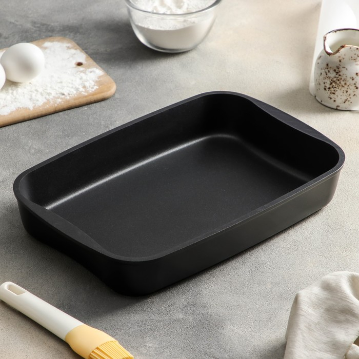 Противень «Традиция», 33,4×22,2×5,5 см, антипригарное покрытие, цвет чёрный Противень «Традиция», 33,4×22,2×5,5 см, антипригарное покрытие, цвет чёрный