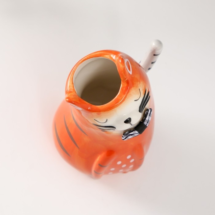 Ваза керамика Ваза керамика "Рыжий котик с бантиком" 8,7х7,7х13,5 см