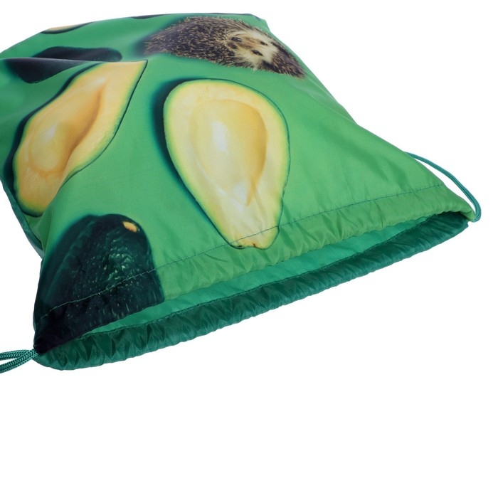 Мешок для обуви 420 х 340 мм, Calligrata МСО-5С, (мягкий полиэстер, плотность 210D),  Мешок для обуви 420 х 340 мм, Calligrata МСО-5С, (мягкий полиэстер, плотность 210D), "Ежик с Авокадо зеленое"