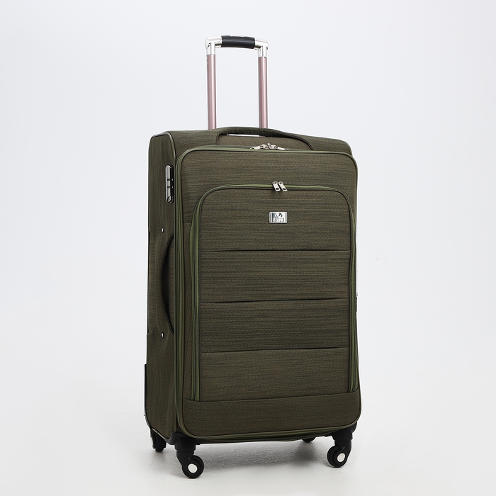 Чемодан большой 95 л (L), отдел на молнии, с расширением, кодовый замок, 4 колеса, наружный карман, цвет хаки Чемодан большой 95 л (L), отдел на молнии, с расширением, кодовый замок, 4 колеса, наружный карман, цвет хаки
