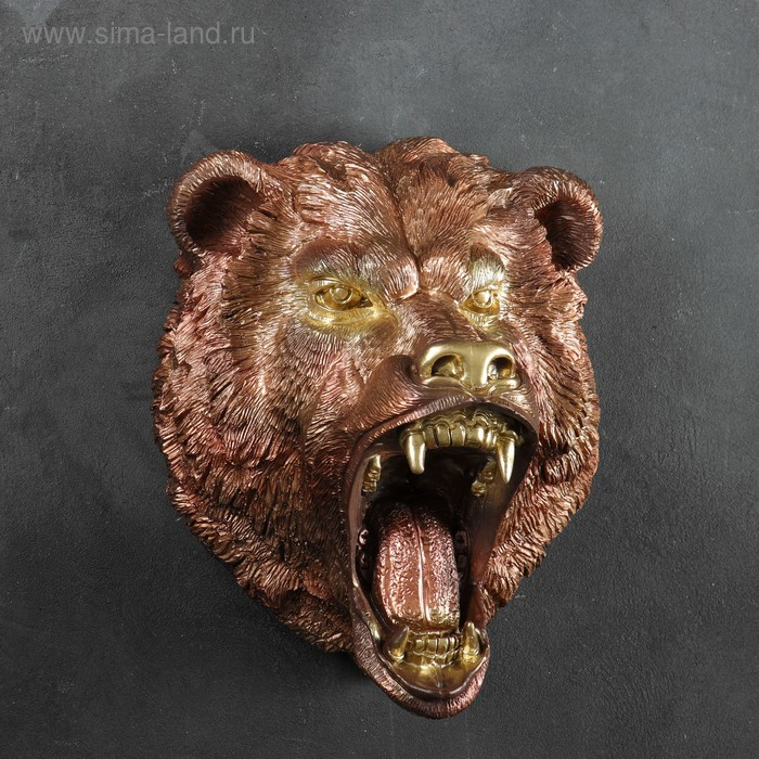Подвесной декор Подвесной декор "Голова медведя" бронза, 24х35х42см