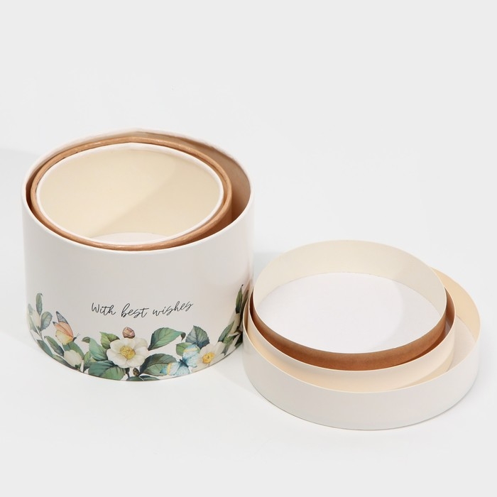 Набор шляпных коробок 3 в 1, упаковка подарочная, «Цветочный», 16 х 10, 14 х 9, 13 х 8,5 см