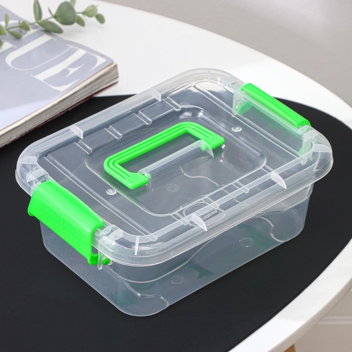 Контейнер для хранения, крышка с ручкой на защёлке, 20×15×7,5 см, цвет МИКС Контейнер для хранения, крышка с ручкой на защёлке, 20×15×7,5 см, цвет МИКС