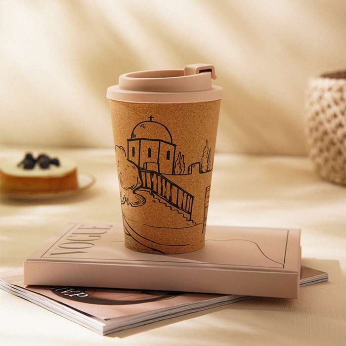 Стакан для кофе с крышкой SL Home «Тира», пробковый, 350 мл, 9,5×9,5×14,5 см, цвет бежевый Стакан для кофе с крышкой SL Home «Тира», пробковый, 350 мл, 9,5×9,5×14,5 см, цвет бежевый