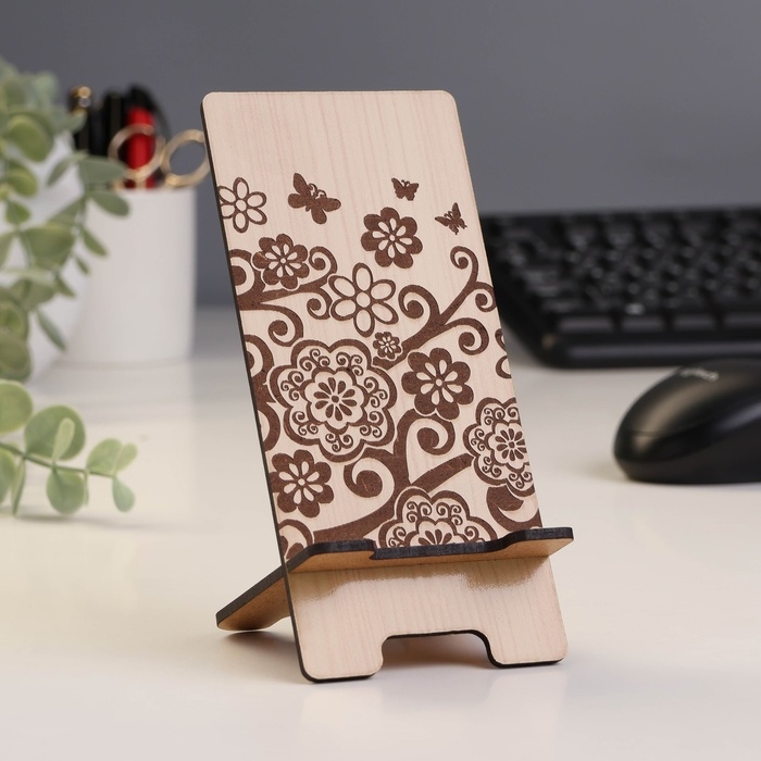 Подставка под телефон «Цветы и бабочки», 7×8×15 см
