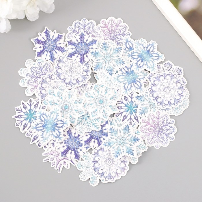 Наклейки для творчества Наклейки для творчества "Снежинки" тиснение серебро набор 48 шт 9х7х0,8 см