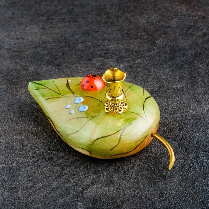 Сувенир «Подсвечник церковный с божьей коровкой», 5×9 см, селенит Сувенир «Подсвечник церковный с божьей коровкой», 5×9 см, селенит