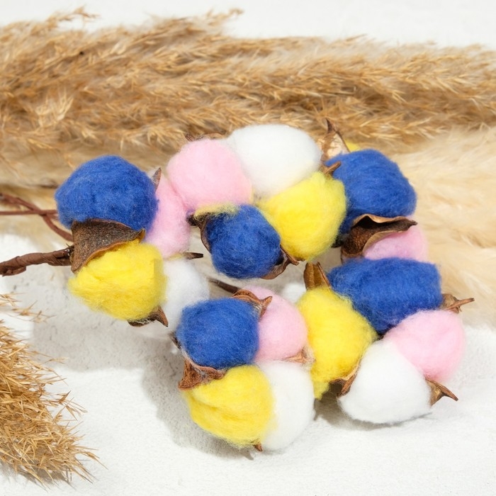 Декор сухоцвет Декор сухоцвет "Хлопок" d-5 см, 30 см, микс набор 5 шт