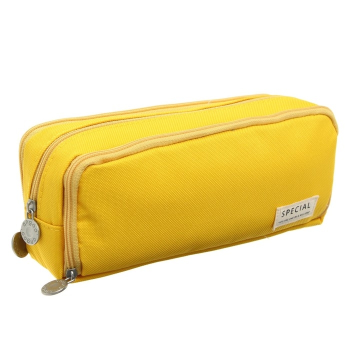 Пенал школьный на молнии 3-х секционный, жёлтый Пенал школьный на молнии 3-х секционный, жёлтый