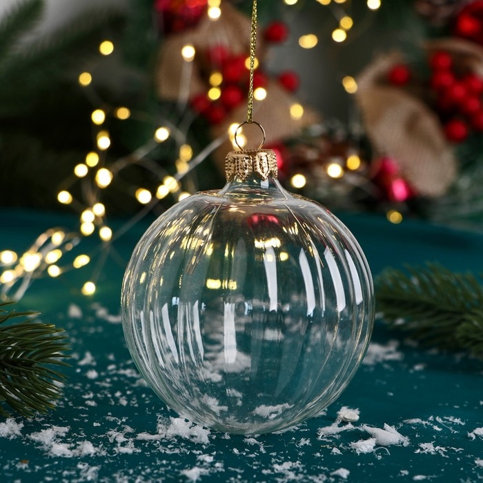 Ёлочная игрушка Ёлочная игрушка "Шарик" рифлённый, 8 см прозрачный