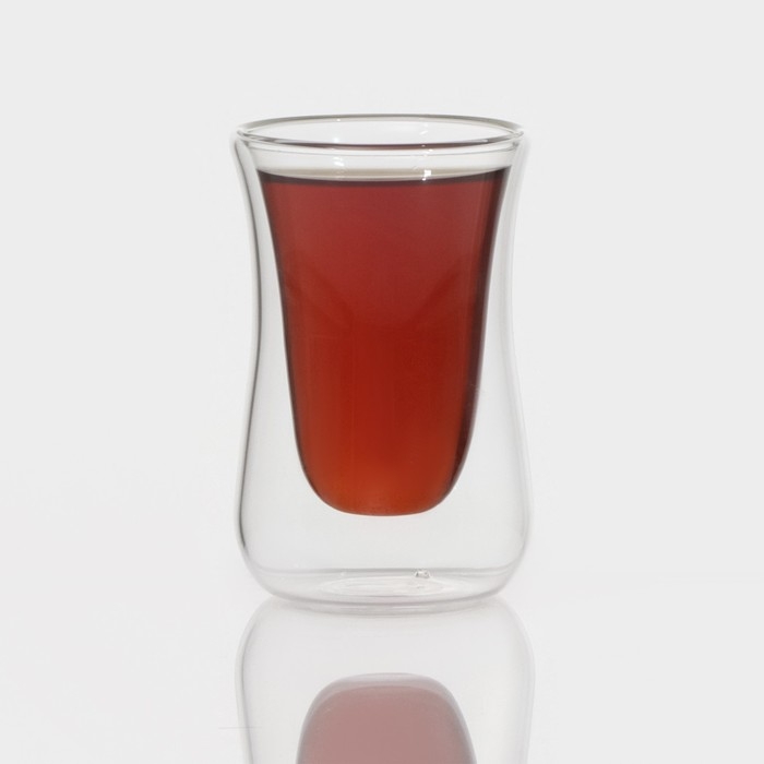 Стакан стеклянный с двойными стенками «Дуо», 70 мл, 6×6×9 см Стакан стеклянный с двойными стенками «Дуо», 70 мл, 6×6×9 см