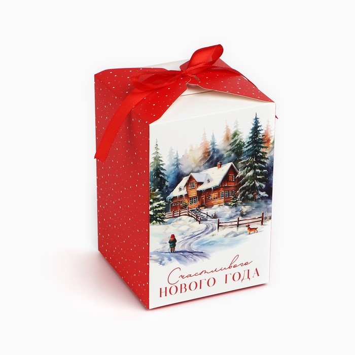 Коробка подарочная новогодняя складная «Счастливого Нового года», 12 х 18 х 12 см, Новый год Коробка подарочная новогодняя складная «Счастливого Нового года», 12 х 18 х 12 см, Новый год