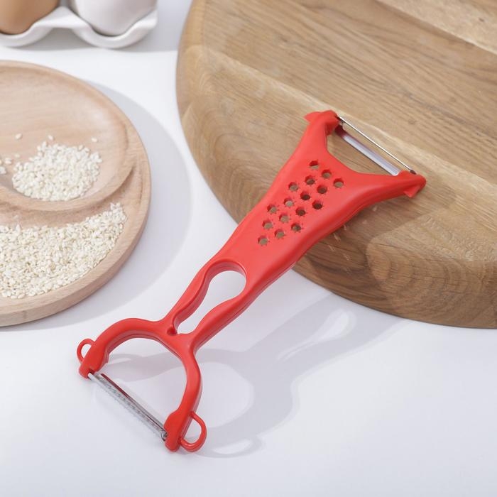 Овощечистка двухсторонняя «Скраб», 18 см, цвет красный Овощечистка двухсторонняя «Скраб», 18 см, цвет красный