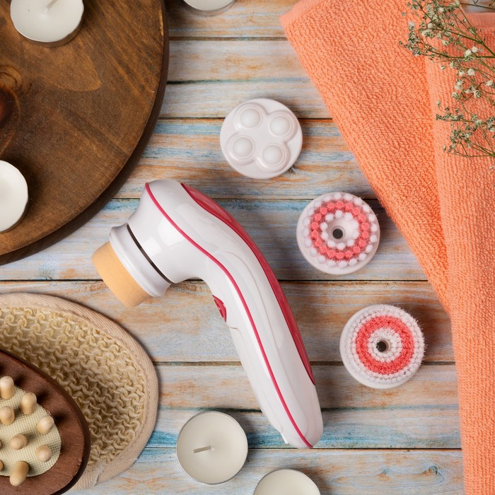 Массажёр для лица Luazon LEM-25, 4 в 1, 2хAA (не в комплекте), розовый Массажёр для лица Luazon LEM-25, 4 в 1, 2хAA (не в комплекте), розовый