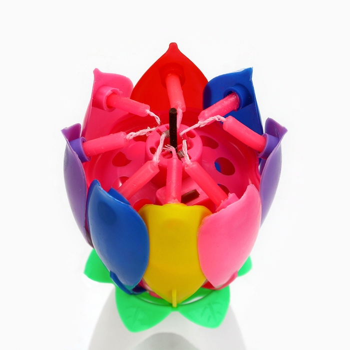 Свеча для торта музыкальная «Тюльпан», разноцветная Свеча для торта музыкальная «Тюльпан», разноцветная