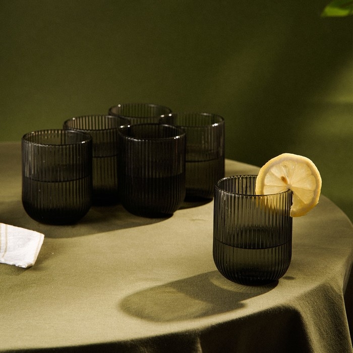 Набор стаканов стеклянный SL Home «Модерн», 260 мл, 7,5×9,5 см, цвет графитовый Набор стаканов стеклянный SL Home «Модерн», 260 мл, 7,5×9,5 см, цвет графитовый
