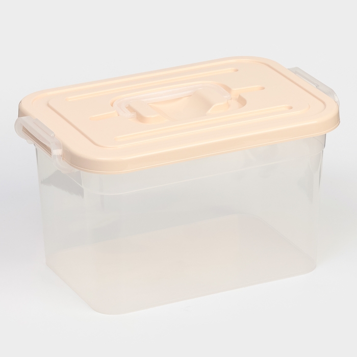 Контейнер для хранения с крышкой Доляна, 6,5 л, 31×20×18 см, цвет бежевый Контейнер для хранения с крышкой Доляна, 6,5 л, 31×20×18 см, цвет бежевый