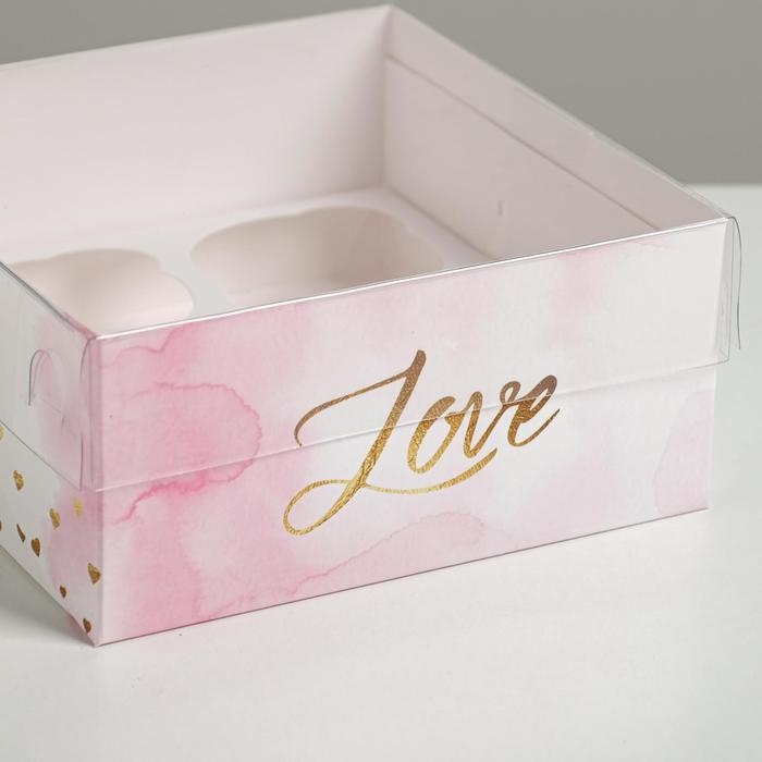 Коробка для капкейков, кондитерская упаковка, 4 ячейки «Love», 16 х 16 х 7.5 см Коробка для капкейков, кондитерская упаковка, 4 ячейки «Love», 16 х 16 х 7.5 см