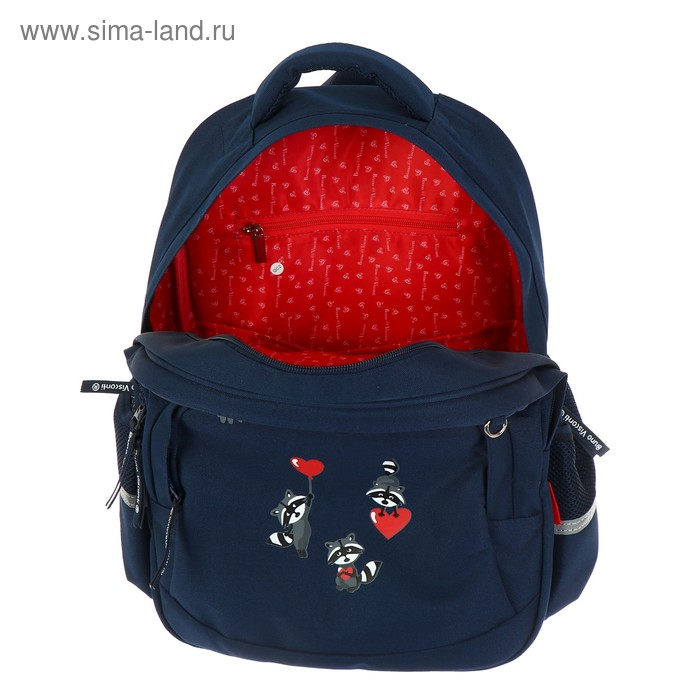 Рюкзак школьный Bruno Visconti, 40 х 30 х 16 см, эргономичная спинка, «Еноты, сердечки» Рюкзак школьный Bruno Visconti, 40 х 30 х 16 см, эргономичная спинка, «Еноты, сердечки»