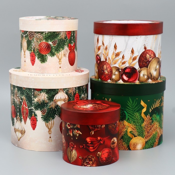 Набор подарочных коробок 5 в 1 &laquo;Классический Новый год&raquo;, 13 х 14‒19.5 х 22 см, Новый год