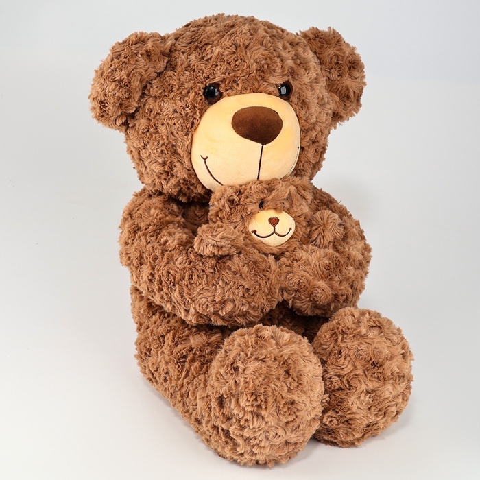 Мягкая игрушка «Медведь», с медвежонком, 65 см, цвет коричневый