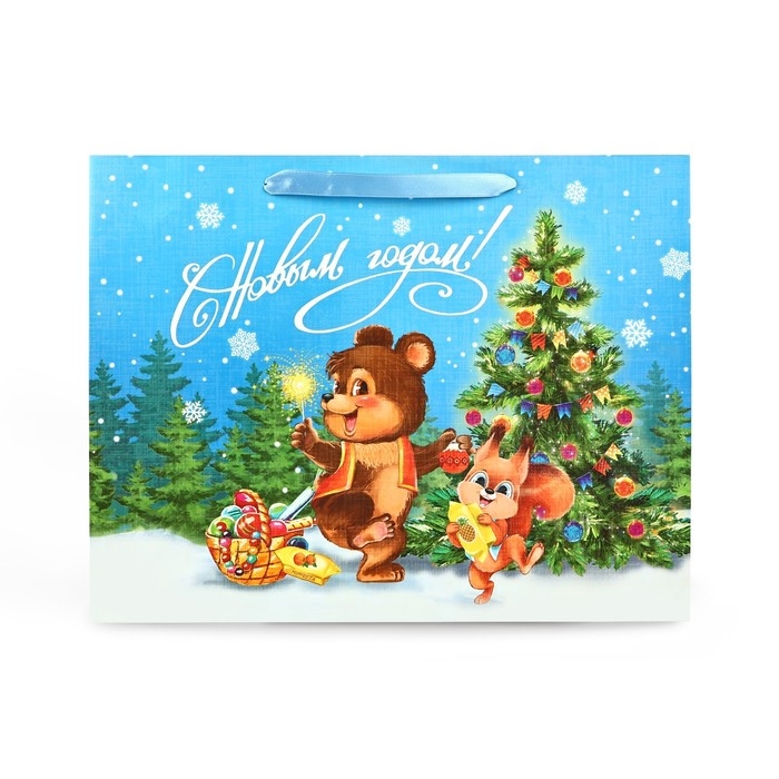 Пакет подарочный новогодний ламинированный «Зверята возле ёлки», L 40 х 31 х 11,5 см, Новый год Пакет подарочный новогодний ламинированный «Зверята возле ёлки», L 40 х 31 х 11,5 см, Новый год