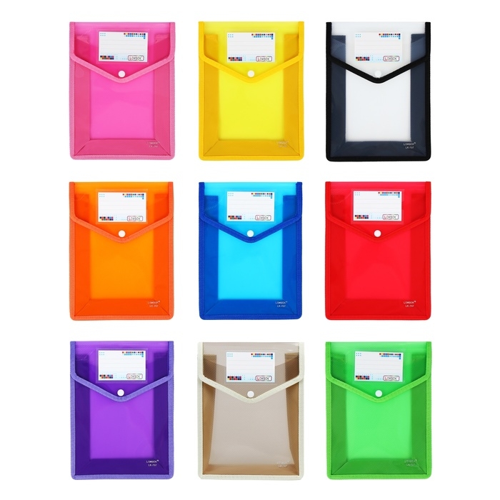 Папка-конверт на кнопке А5, 500 мкр, с расширением, вертикальная, карман для визиток, МИКС Папка-конверт на кнопке А5, 500 мкр, с расширением, вертикальная, карман для визиток, МИКС