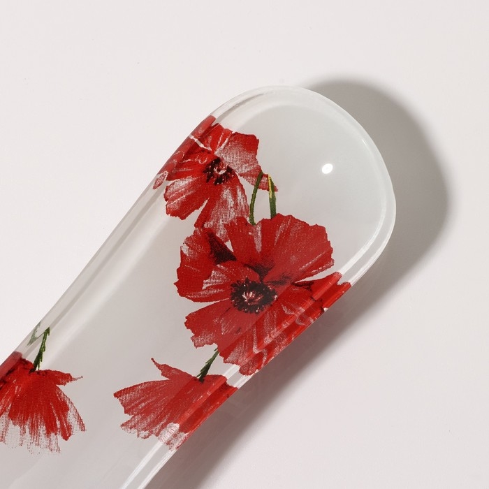 Подставка стеклянная под ложку Доляна «Красные маки», 23,5×8,3×1,5 см Подставка стеклянная под ложку Доляна «Красные маки», 23,5×8,3×1,5 см