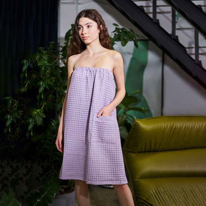 Парео вафельное банное Этель  Парео вафельное банное Этель "Boho" 80*145 см. цв. сиреневый, 100% хл, 290 г/м2