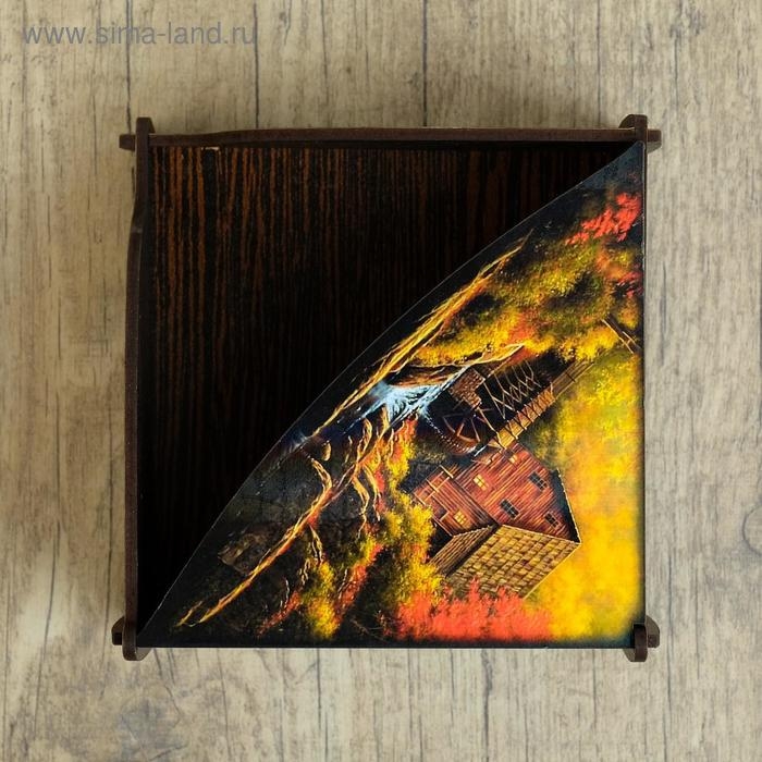 Салфетница деревянная Салфетница деревянная "Дом в осеннем лесу", цветная