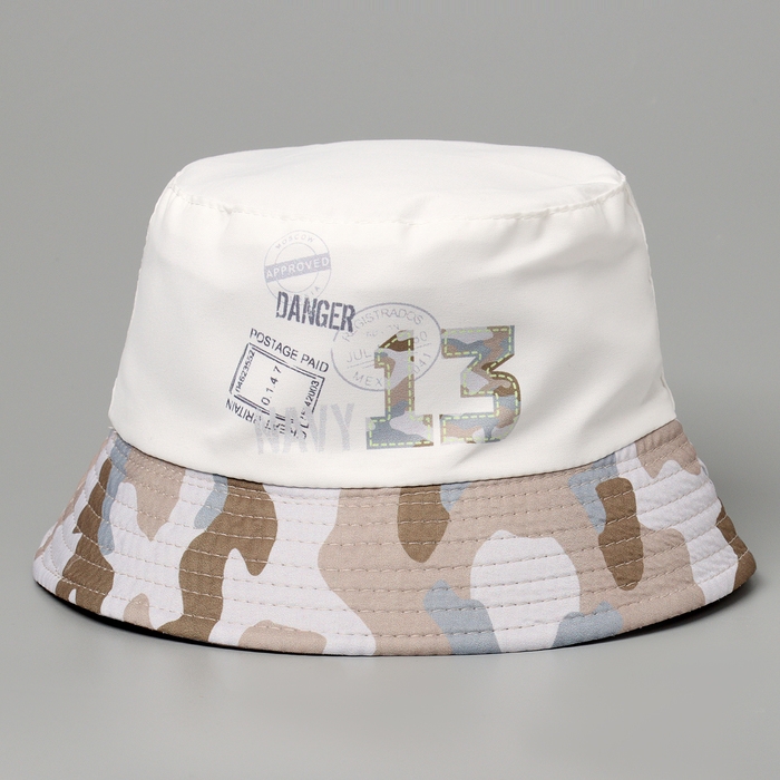 Панама детская для мальчика Danger, цвет белый, р-р 54 Панама детская для мальчика Danger, цвет белый, р-р 54